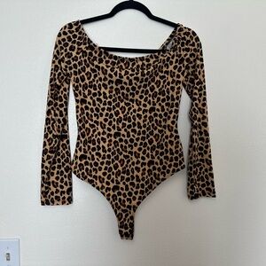 Iris Leopard Print Bodysuit in Brown and Black